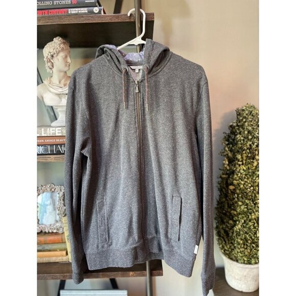 Ted Baker Zip Up Hooded Sweatshirt Marled Grey Mens Size 5 XL - Picture 1 of 4